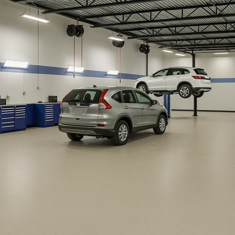 أرضيات المرآب في مرآب خدمة السيارات