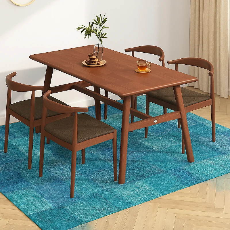 Patch Work Rug in Dining Room