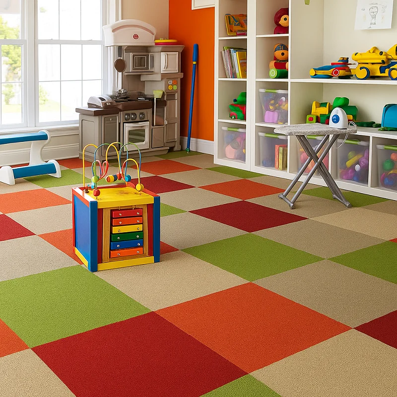 Rubber Playground Tiles in Kids Room
