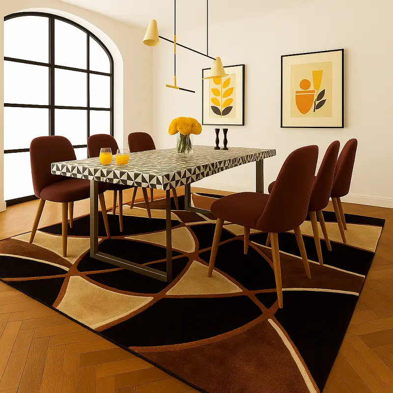 Hand Tufted Carpet in Dining Room