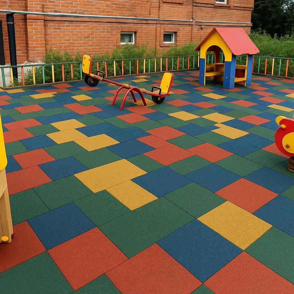 Rubber playground tiles