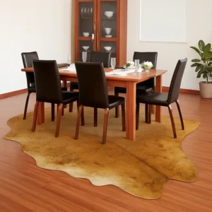 Cow Hide Rug in Dining Room