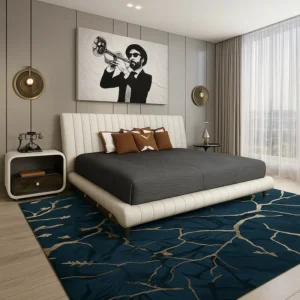 Hand Tufted Rug in Bedroom