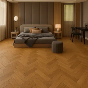 Herringbone Flooring in Bedroom