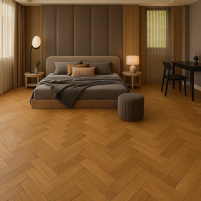 Herringbone Flooring in Bedroom