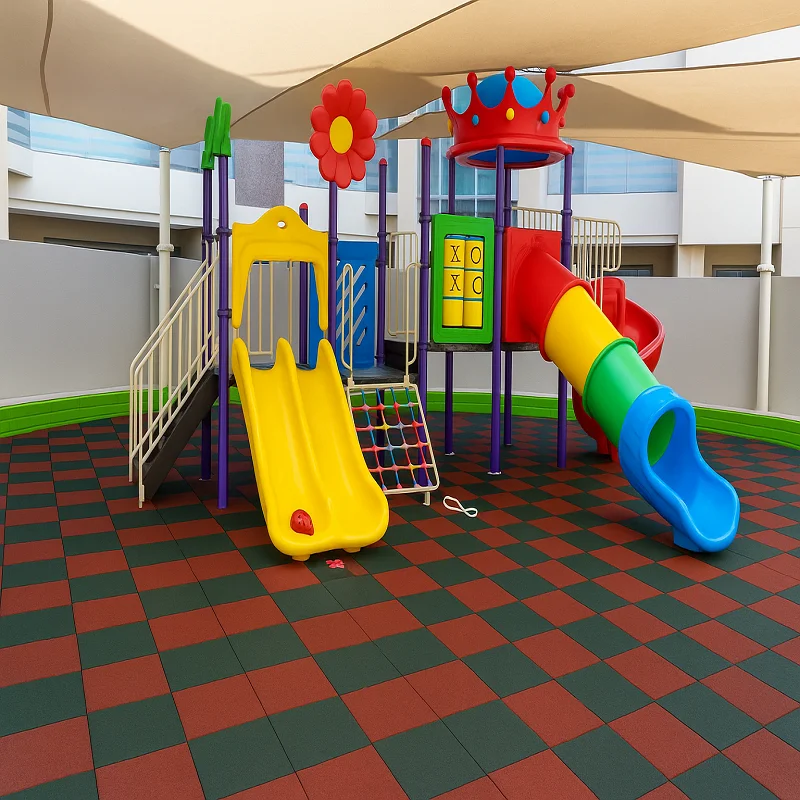 Rubber Playground Tiles in School