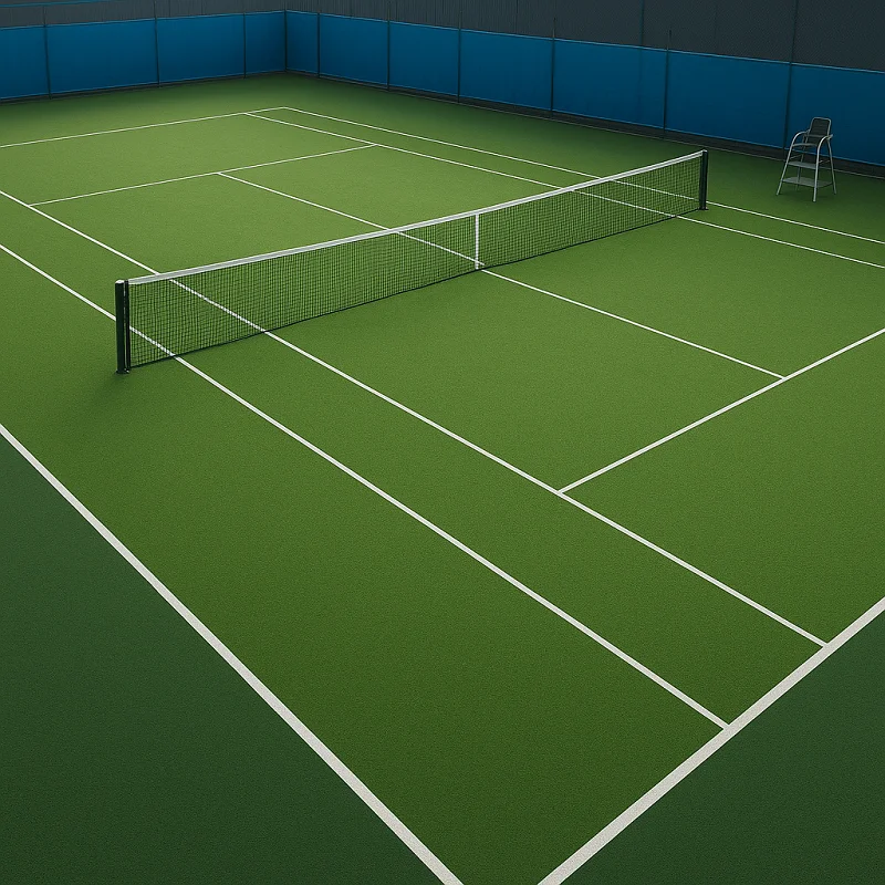 Artificial grass in tennis court