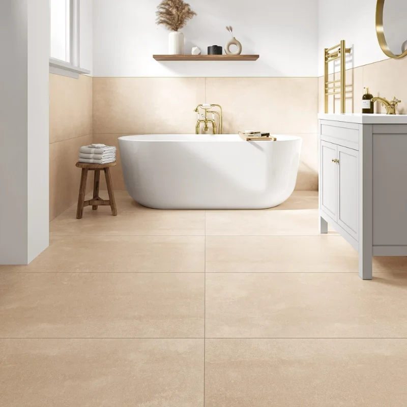 Beige Flooring in Bathroom