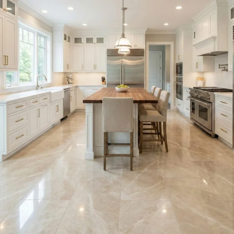 Beige Flooring in Kitchen