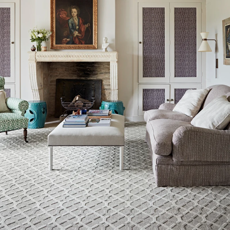 Patterned Carpet in Living Room