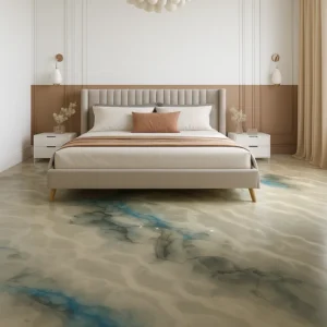 3d epoxy flooring in bedroom