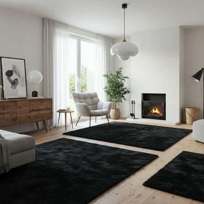 Black Rugs in Living Room