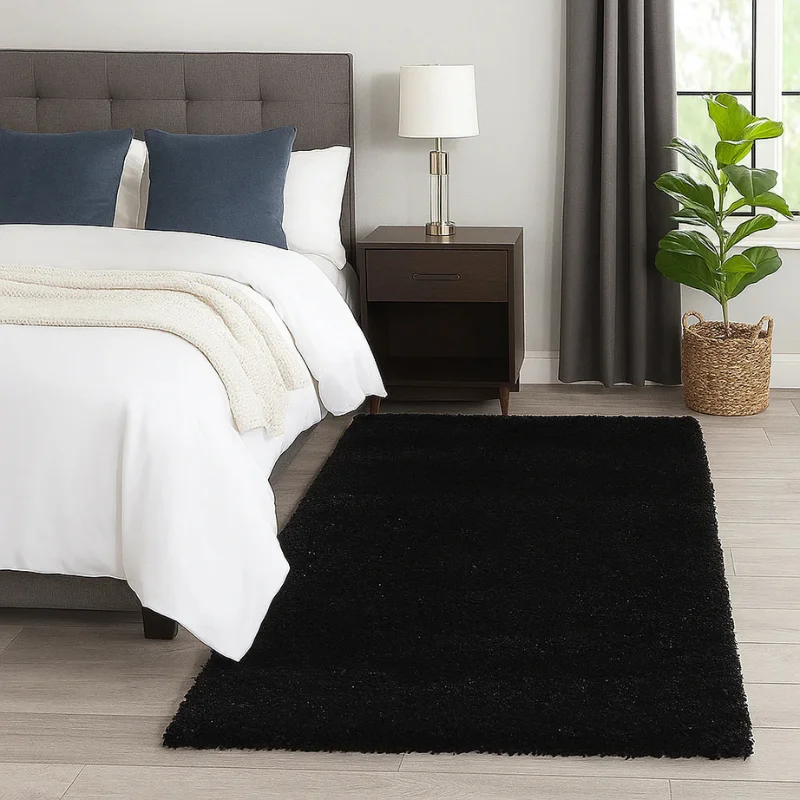 Black Rugs in bedroom