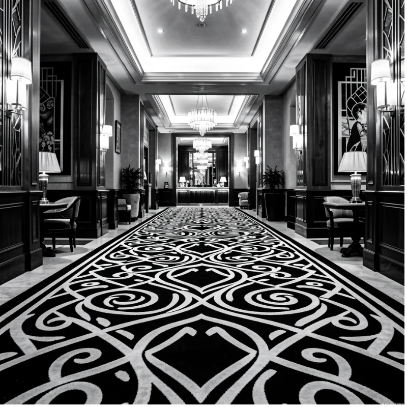 Black and White Carpet in Hotel
