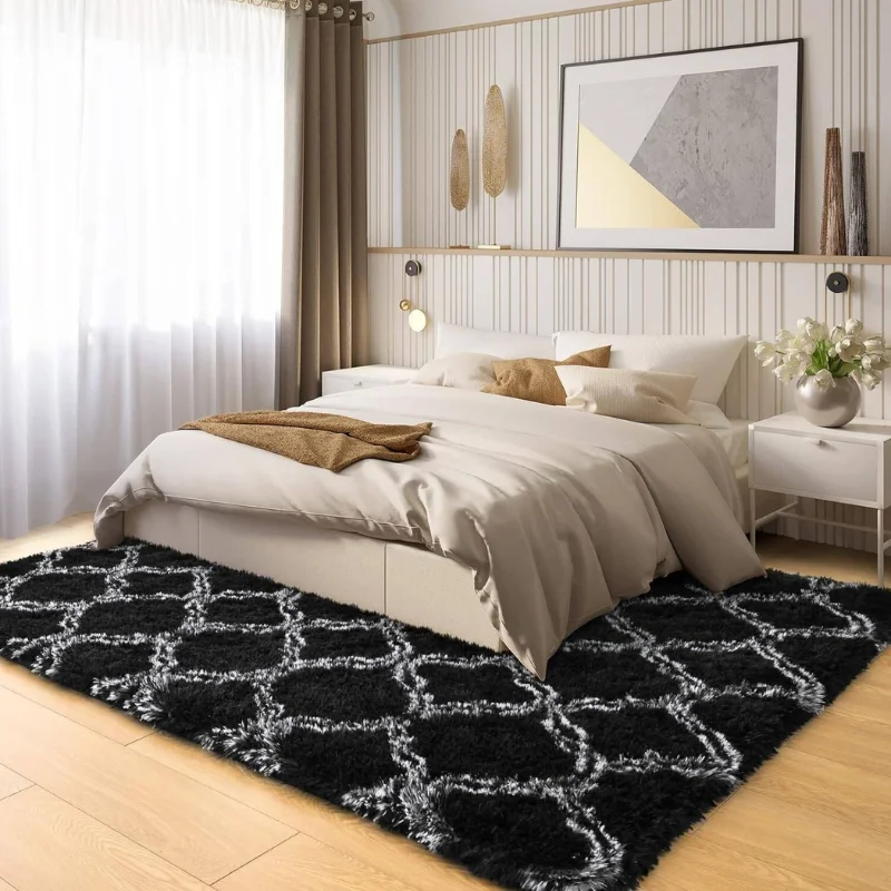 Black and White Carpets in Bedroom