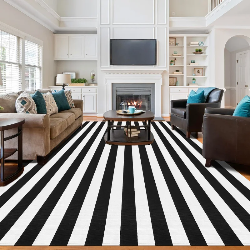 Black and White Carpets in Living Area