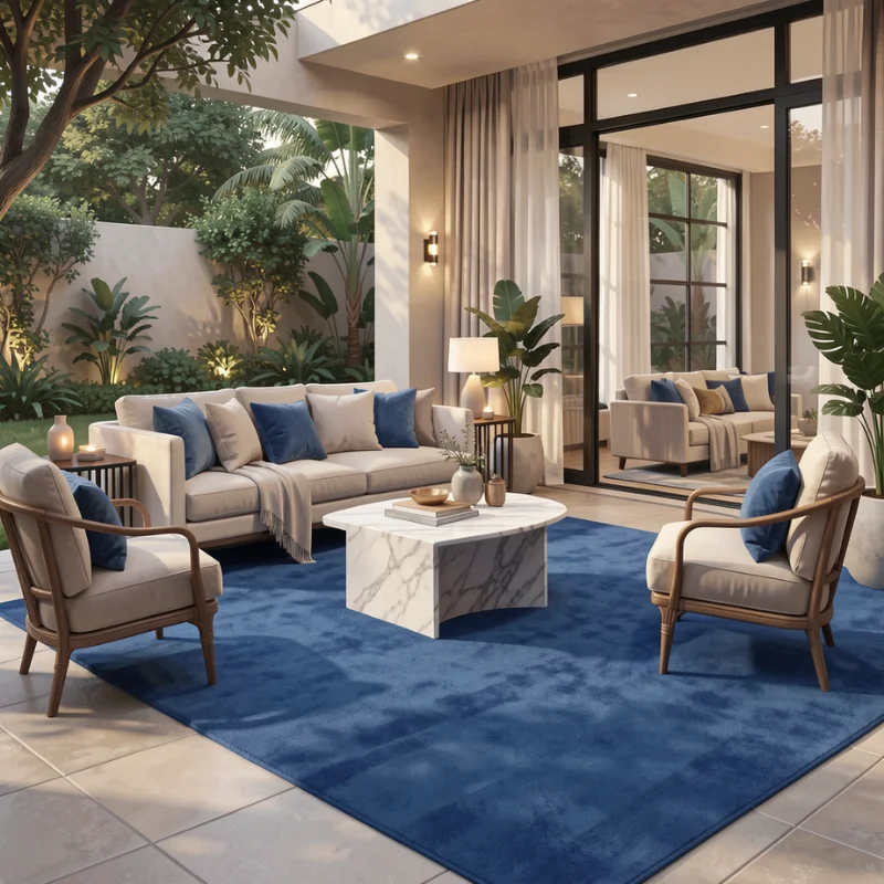 Blue Carpets in Outdoor Area