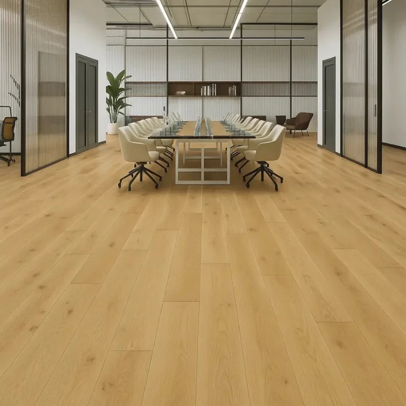 Distressed Wood Flooring in conference room