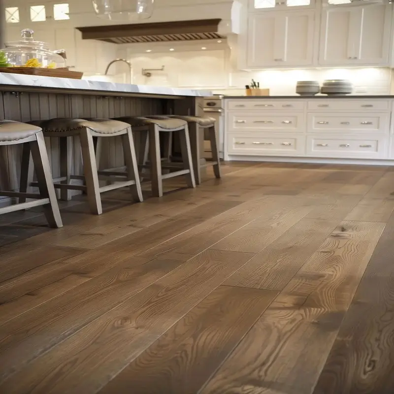 Distressed Wood Flooring in kitchen