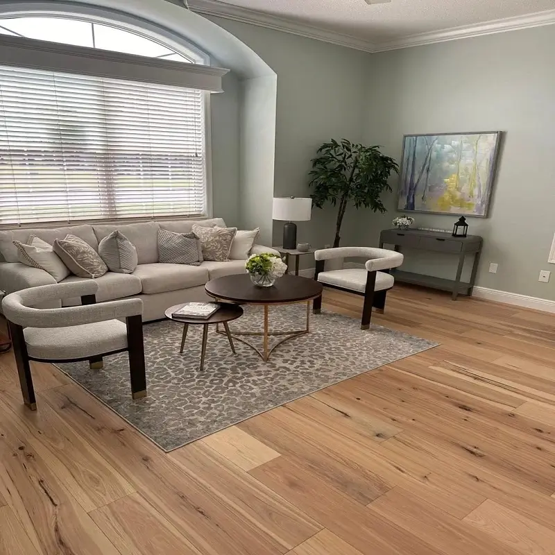 Distressed Wood Flooring in living room