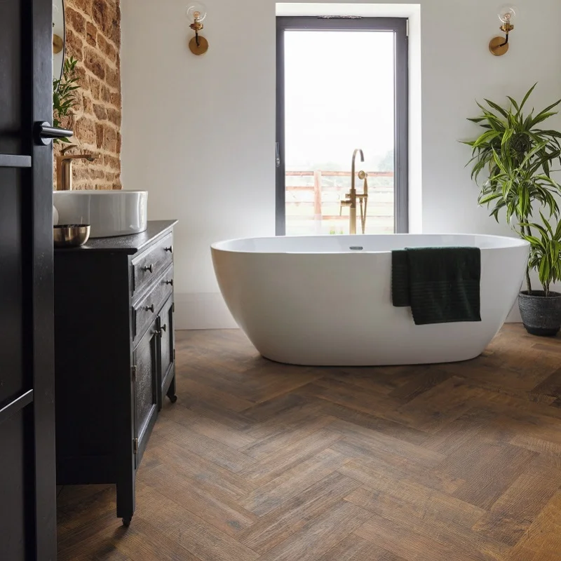 Oak Parquet Flooring in bathroom