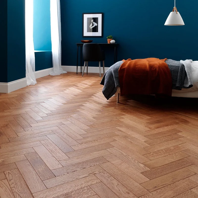 Oak Parquet Flooring in bedroom