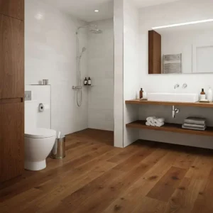 Pine Floorboards in bathroom
