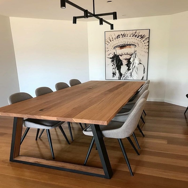Rustic Wood Flooring in Dining Room