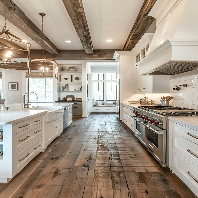 Rustic Wood Flooring in kitchen