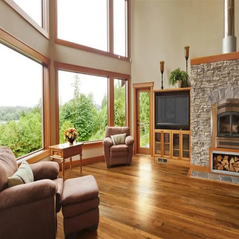 Rustic Wood Flooring in Living Room