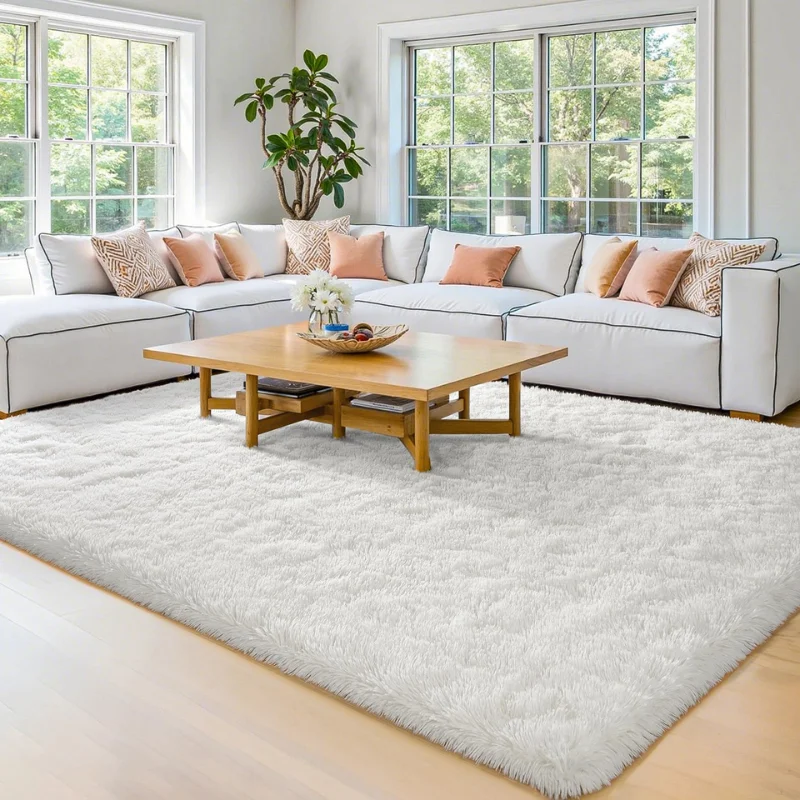 White Rugs in Living Room