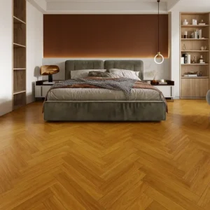 chevron flooring in bedroom