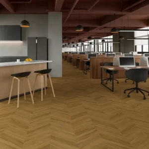 chevron flooring in office