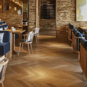 chevron flooring in restaurant