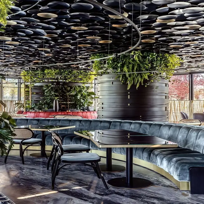 metallic epoxy flooring in restaurant