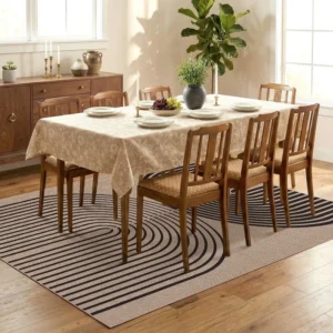 Geometric Rugs in Dining Area