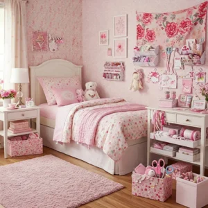 Pink Rugs in Playroom Area