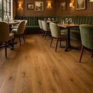 wood floorboards in restaurant