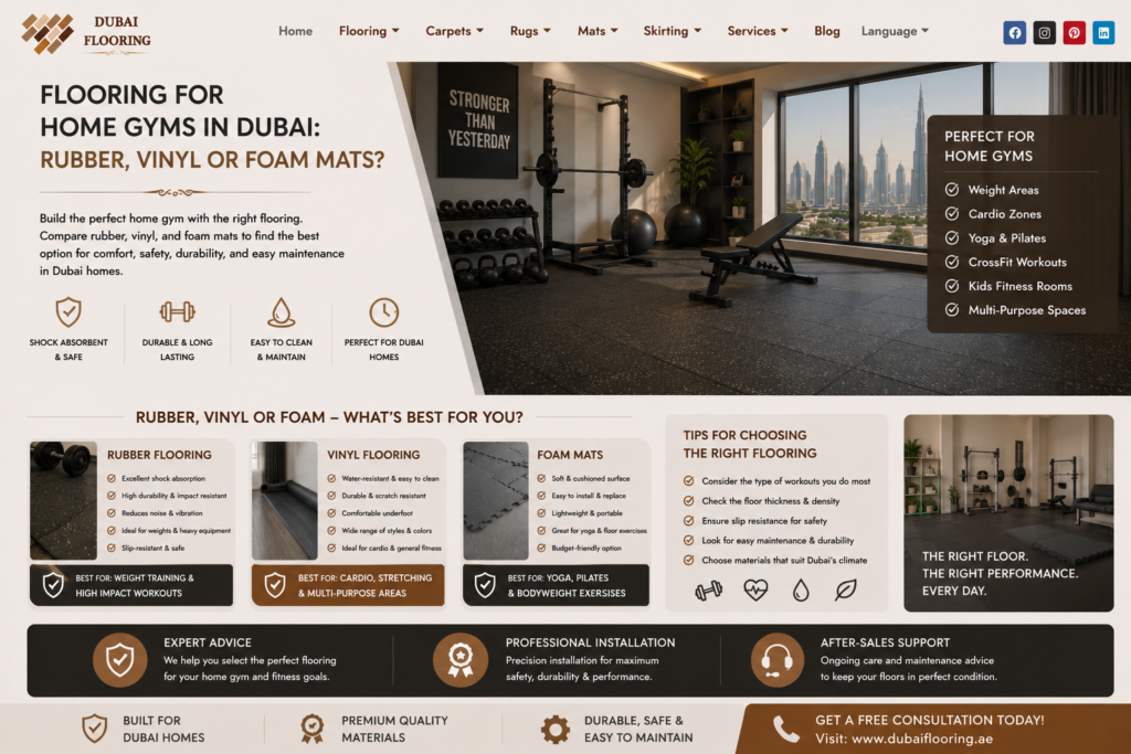 Flooring for Home Gyms in Dubai: Rubber, Vinyl or Foam Mats?
