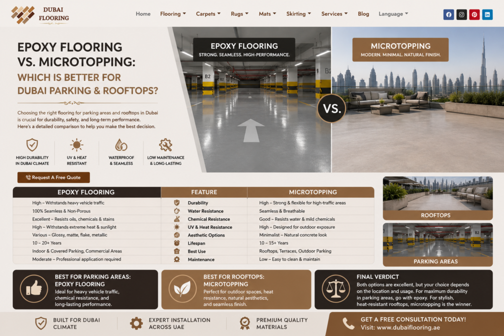 Epoxy Flooring vs. Microtopping: Which is Better for Dubai Parking & Rooftops?