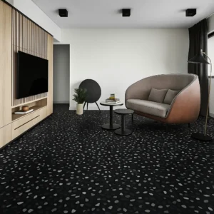 Black Terrazzo Flooring in Living Room