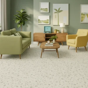 Classic White Terrazzo Flooring in Living Room
