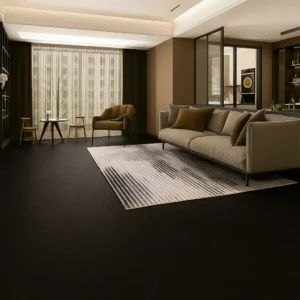 Dark-Bistre DVF Linoleum Flooring In Living Room