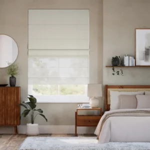Self Leveling Electric Arlo Oatmeal Coconut Double Roman Blind
