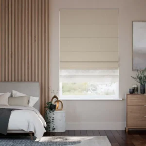 Self Leveling Electric Pure Linen Double Roman Blind