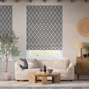 Lattice Navy Blue Roman Blind