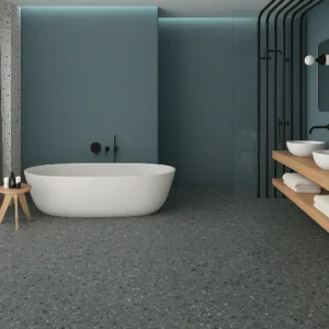 Monochrome Terrazzo Flooring in Bathroom