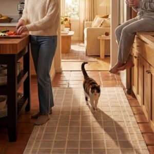 Zephyra Textured Checkered Washable Rug
