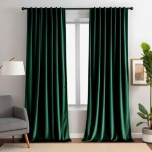 Aljctns Emerald Green Velvet Curtains