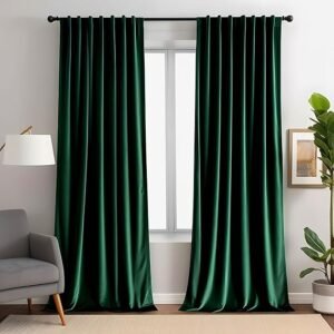Self Leveling Aljctns Emerald Green Velvet Curtains